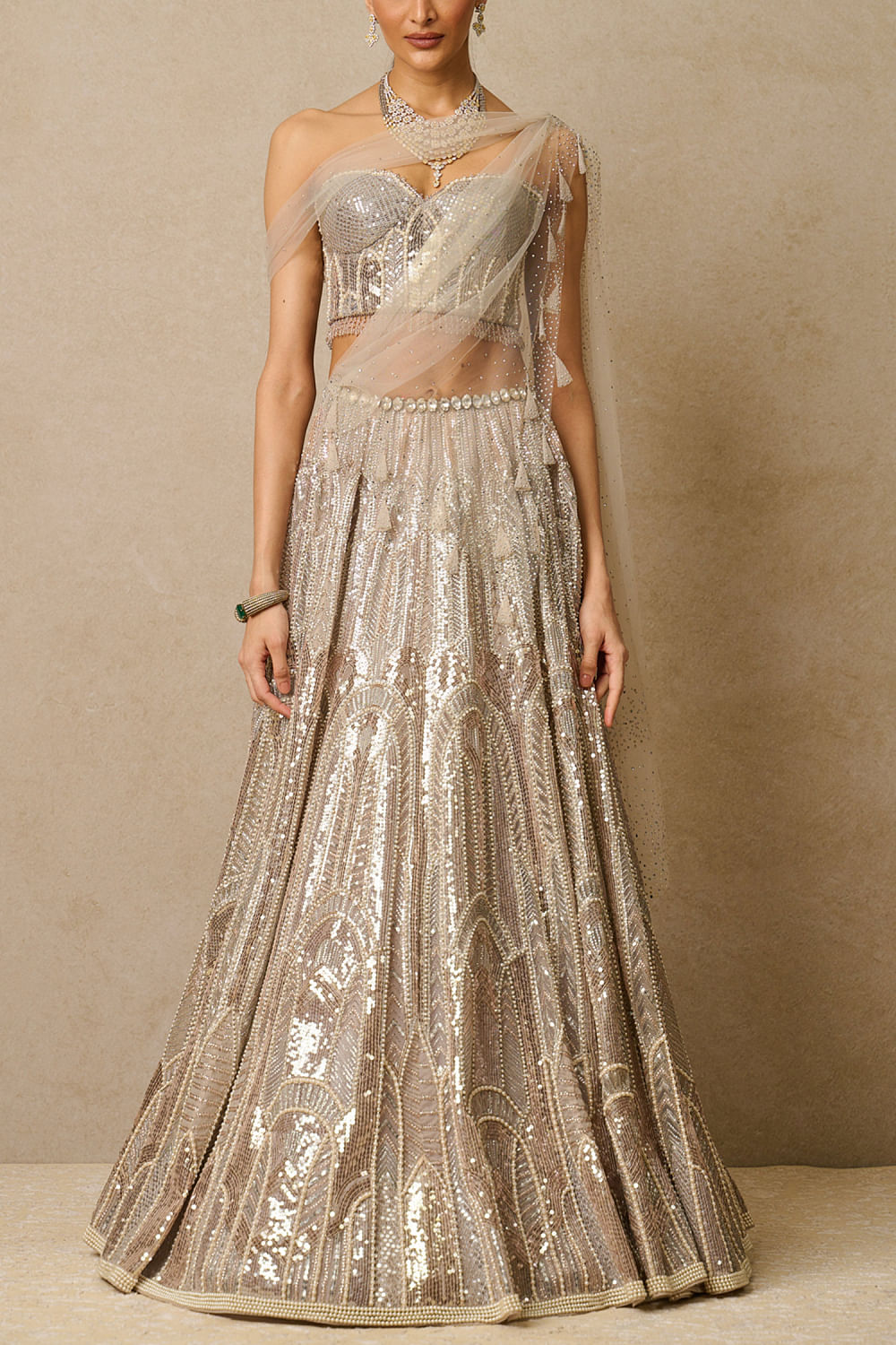 Manish Malhotra Bride Dazzles In A Swarovski Crystal-Studded Lehenga, Keeps  A Monochromatic Look