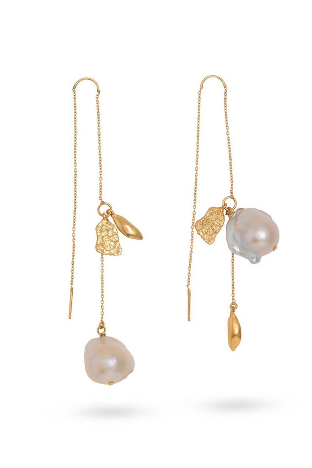 Pearl embellished needle thread earrings