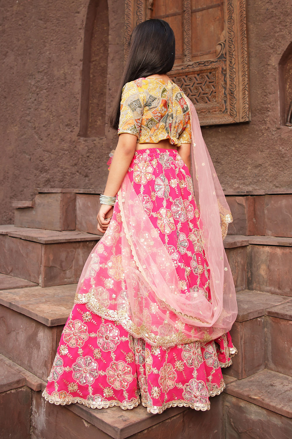 Floral Lehenga Set for Girls | Contemporary Kids Lehenga with Dupatta | The  Nesavu – The Nesavu