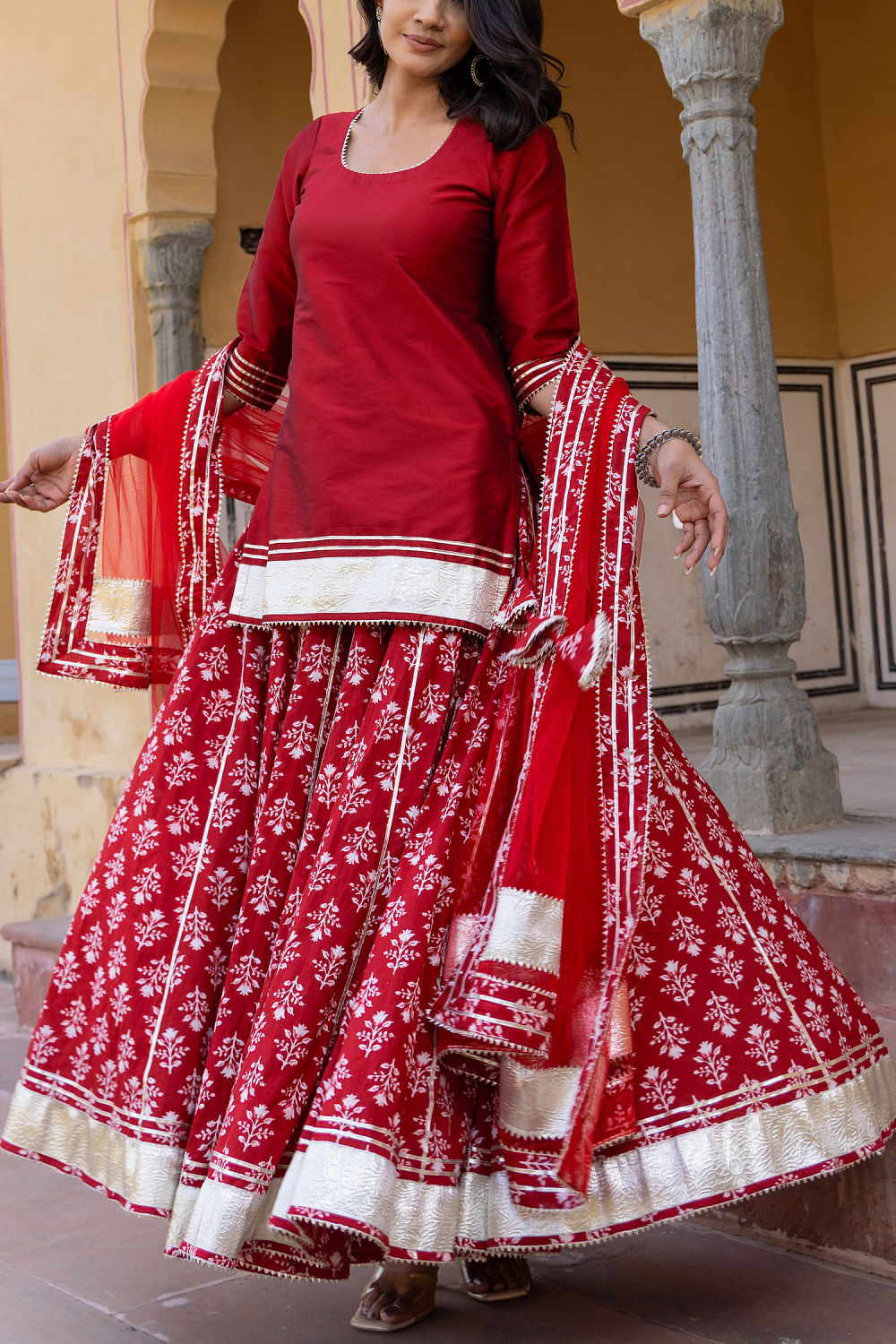 HAND BLOCK PRINT COTTON LEHENGA SET | Cotton lehenga, Designer dress  fabric, Indian fashion dresses