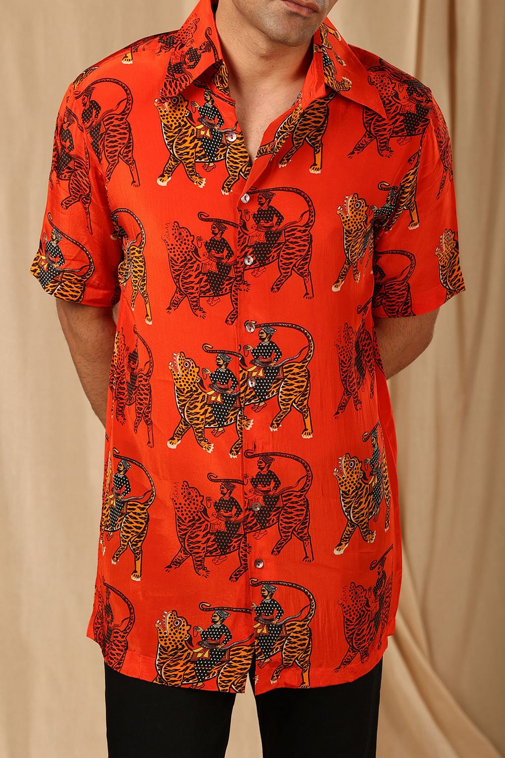 Red tiger print top top