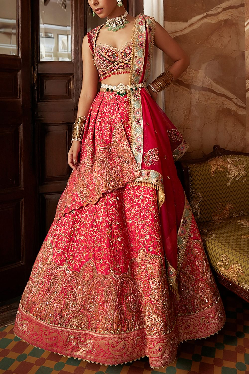 Jamawar lehenga shop