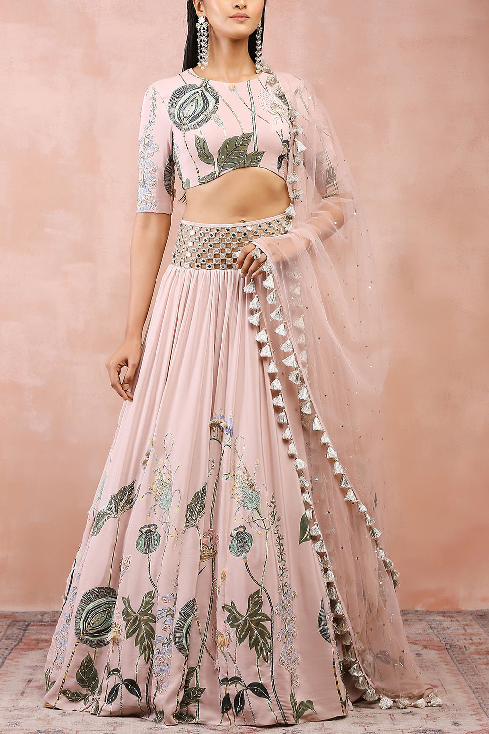 Powder Blue Embroidered Lehenga Set Design by Payal Singhal at Pernia's Pop  Up Shop 2024