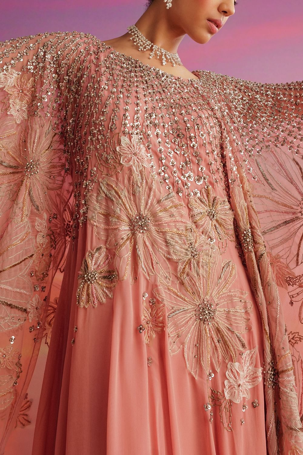 Pink floral deals applique dress