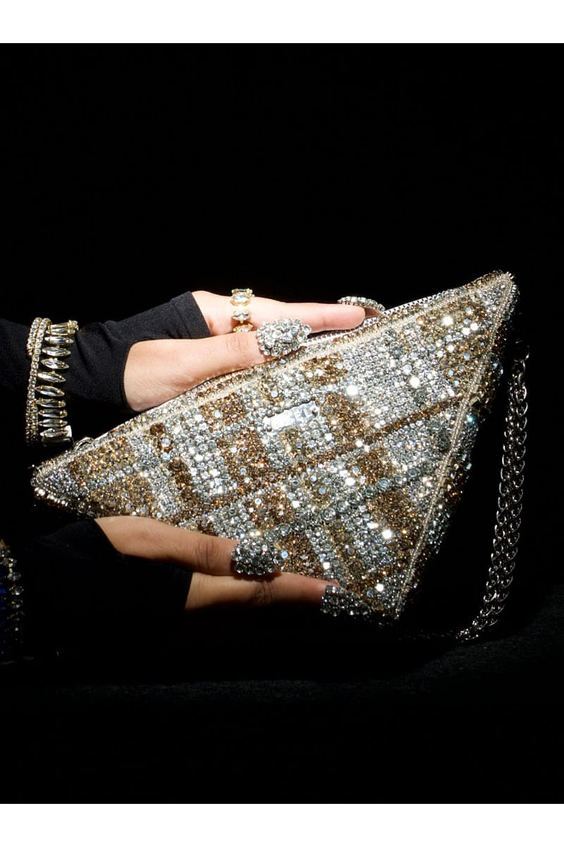 Silver triangle bag store