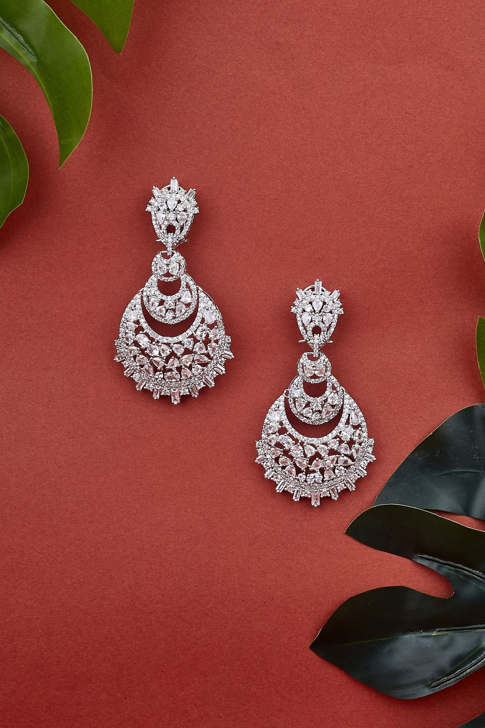 Silver zirconia diamond danglers