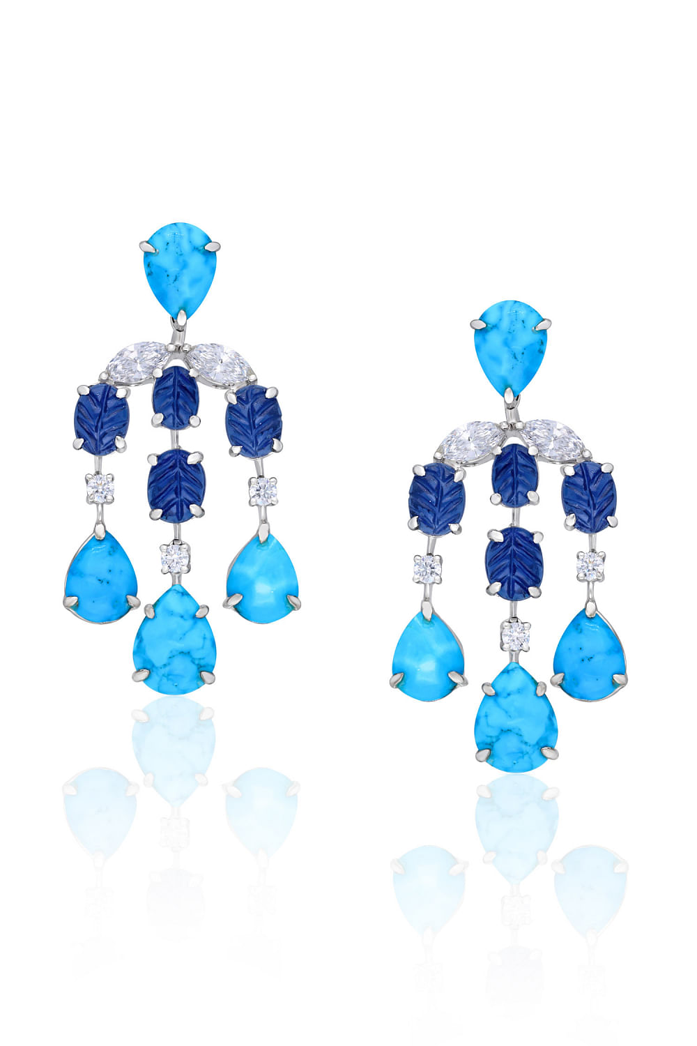 Buy Blue Swarovski zirconia earrings by Diosa Paris Jewellery at Aashni and  Co