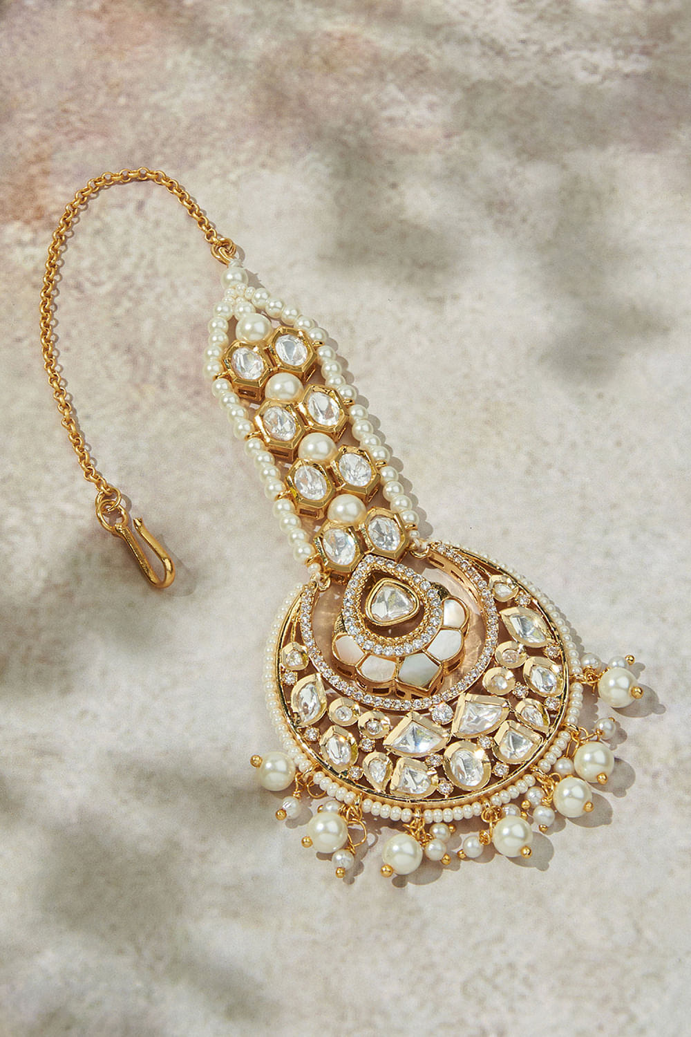 White pearl clearance maang tikka