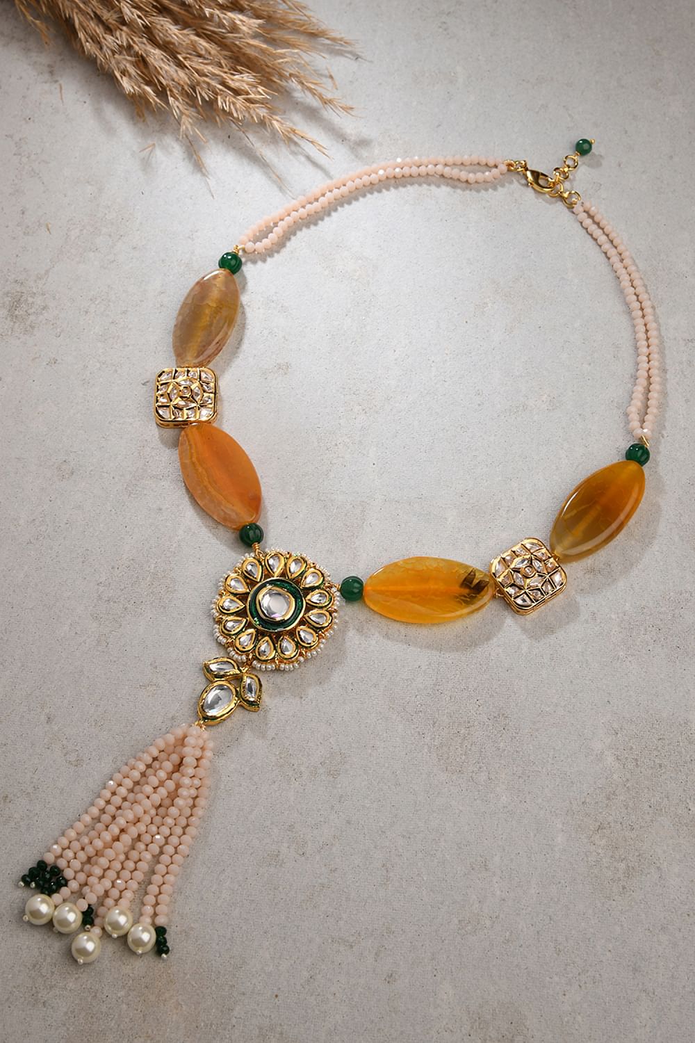 Yellow agate outlet necklace