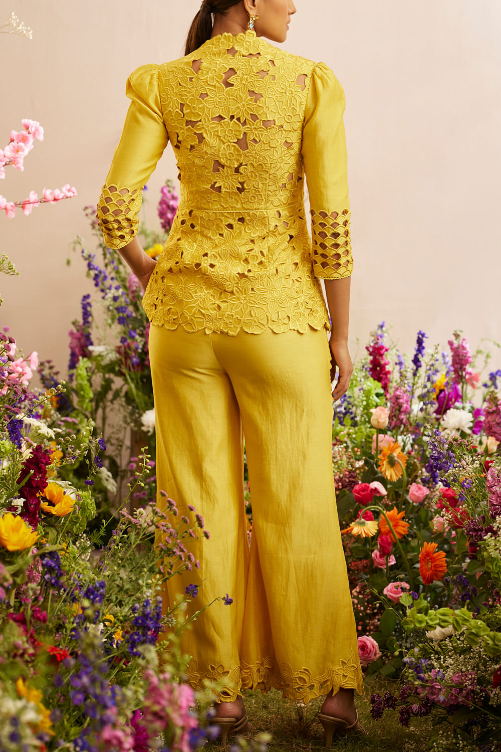 Yellow peplum top jacket