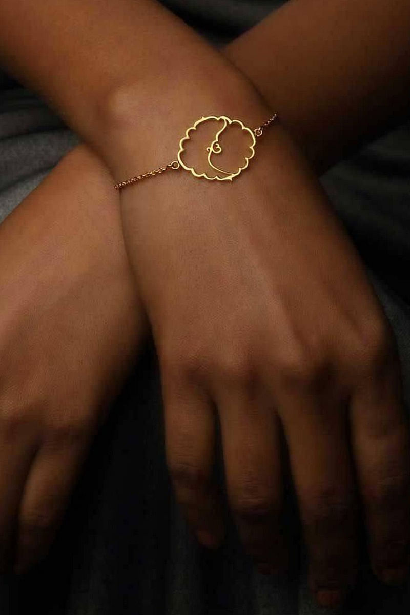 Mom, Ma Bracelet With Ik Onkar Charm in Silver or Gold Punjabi - Etsy
