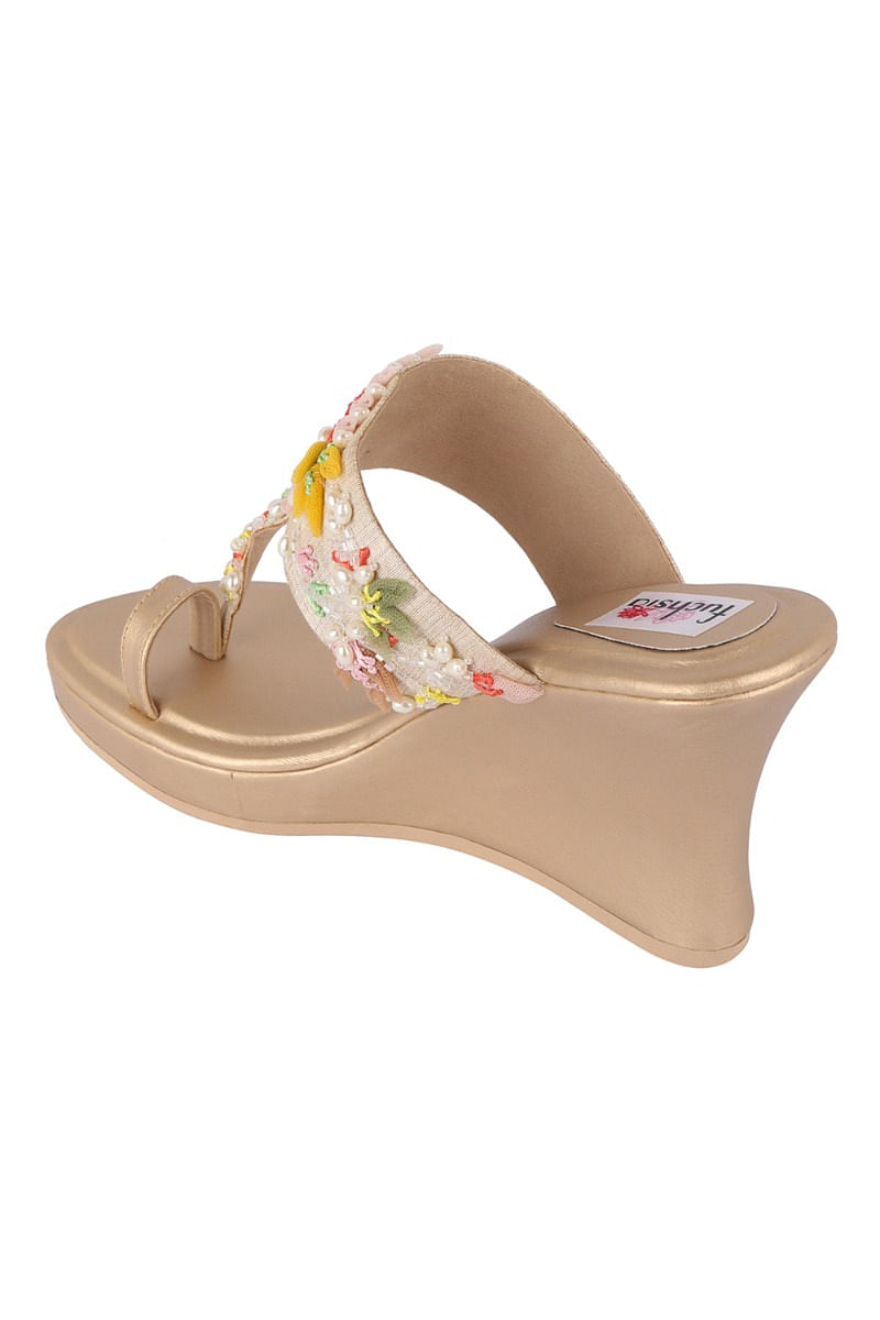Buy Multicoloured wedge sandals by Fuchsia by Aashka Mehta at