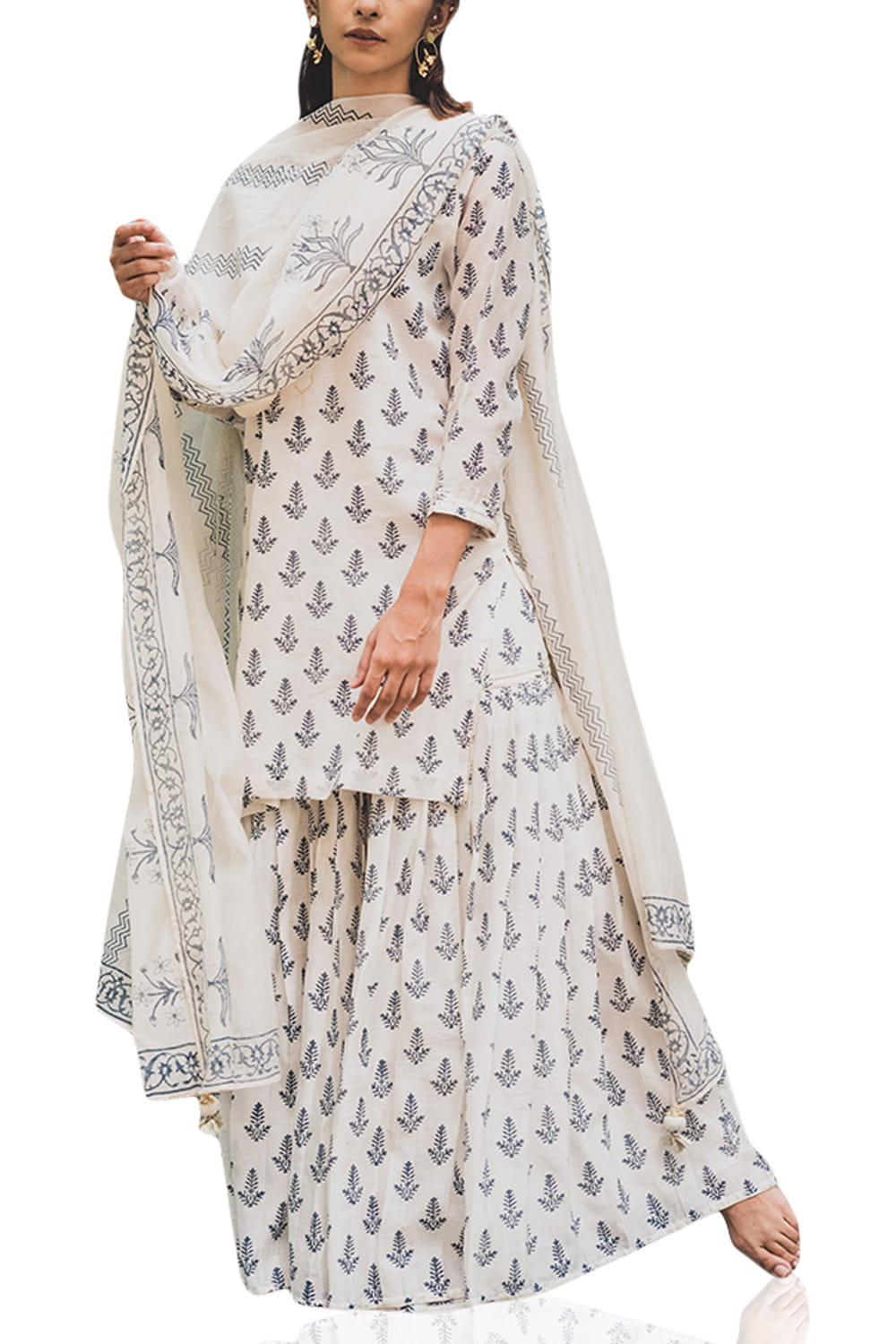 printed kurta with sharara