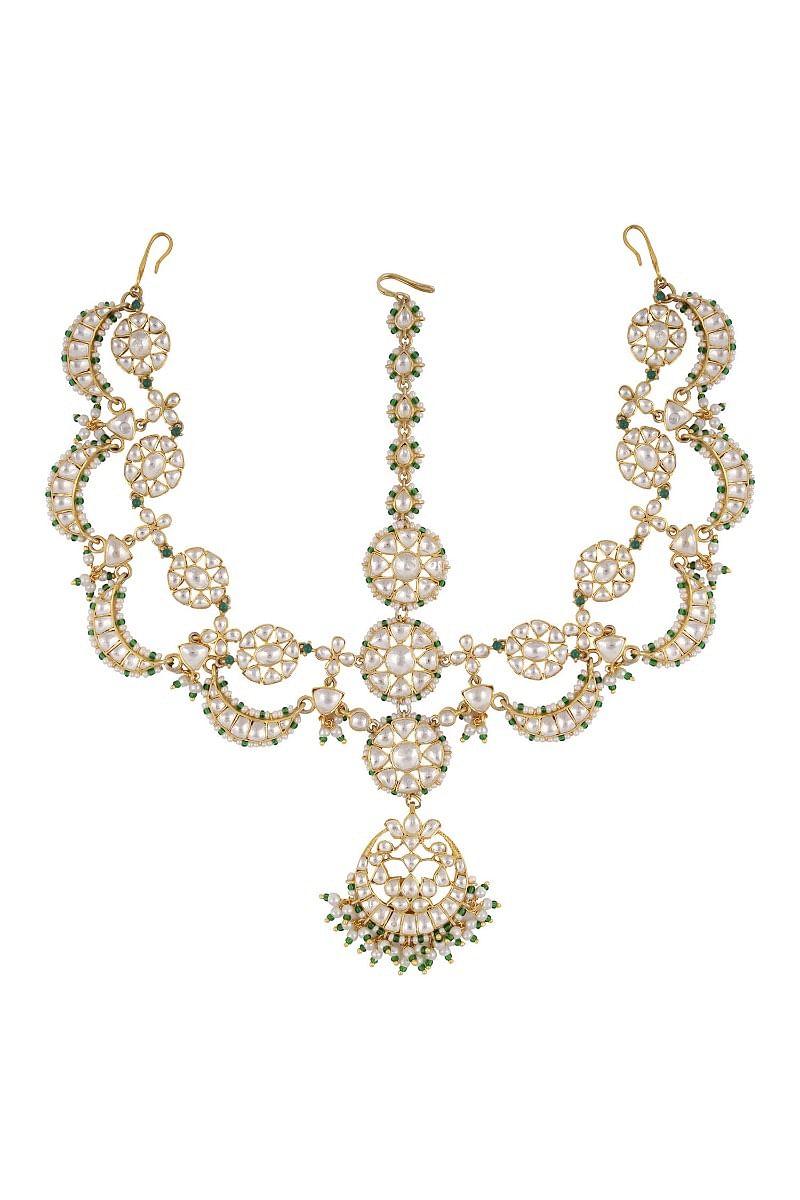 Gold plated silver matha patti