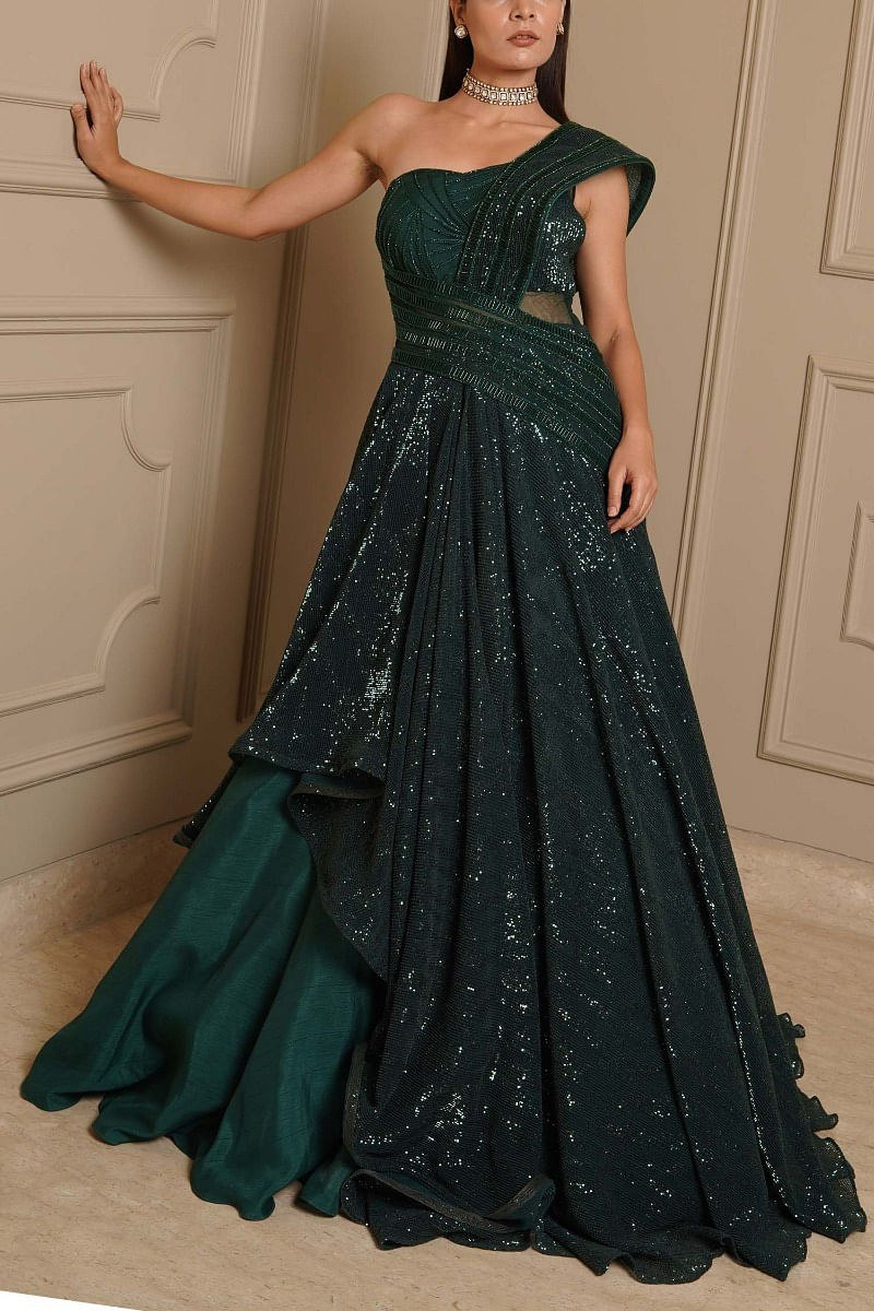 Party Wear Women Sea Green Gown With Hand Work, Size: Free Size at Rs 18999  in Hyderabad