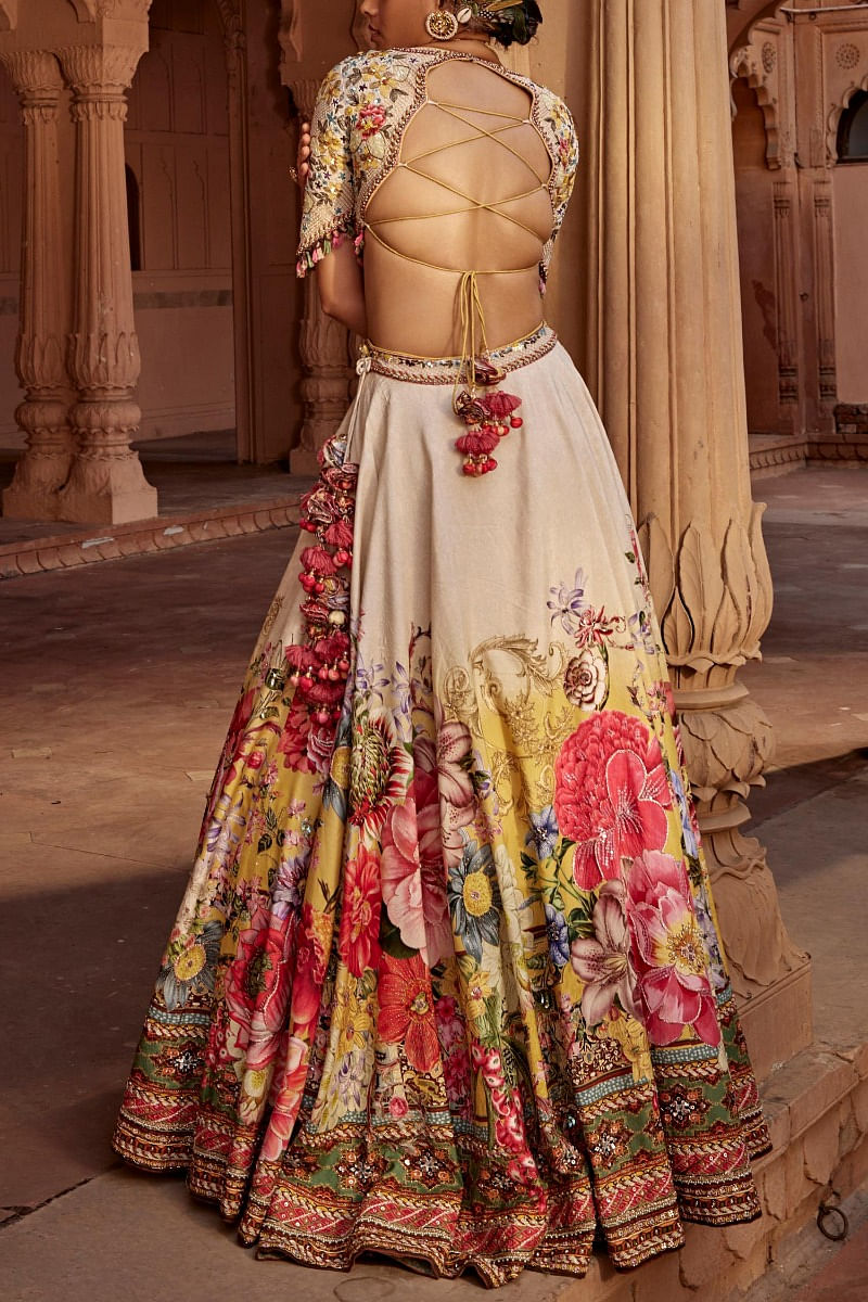 Linen White Designer Soft Net Lehenga Choli with Sequins & Thread work –  Ethnos