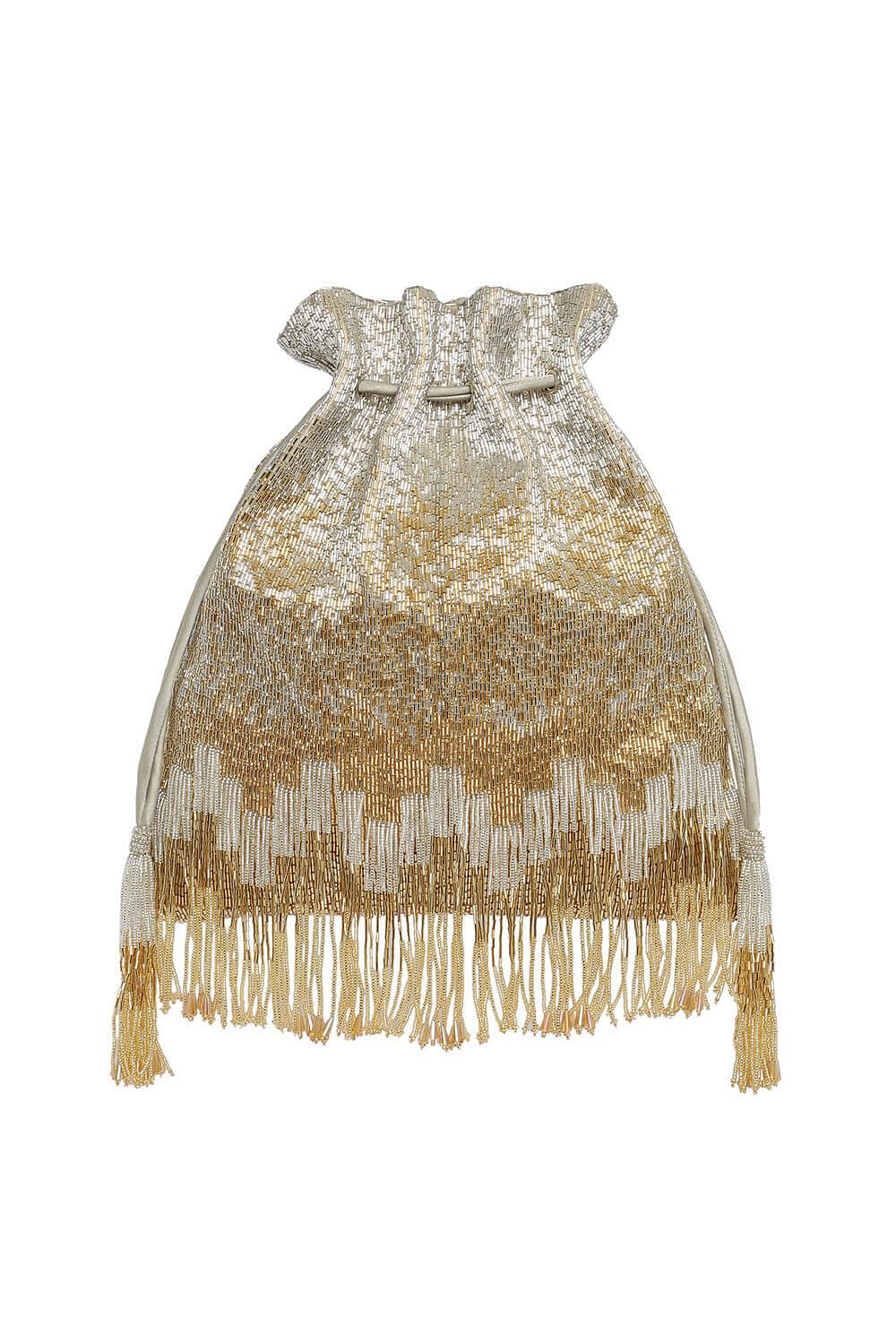 Buy Gold and silver embellished potli bag by Lovetobag Ayushi at