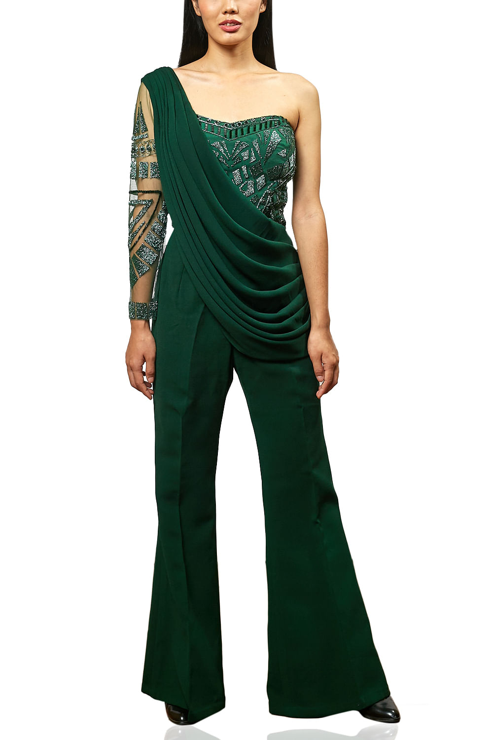 green embellished jumpsuit