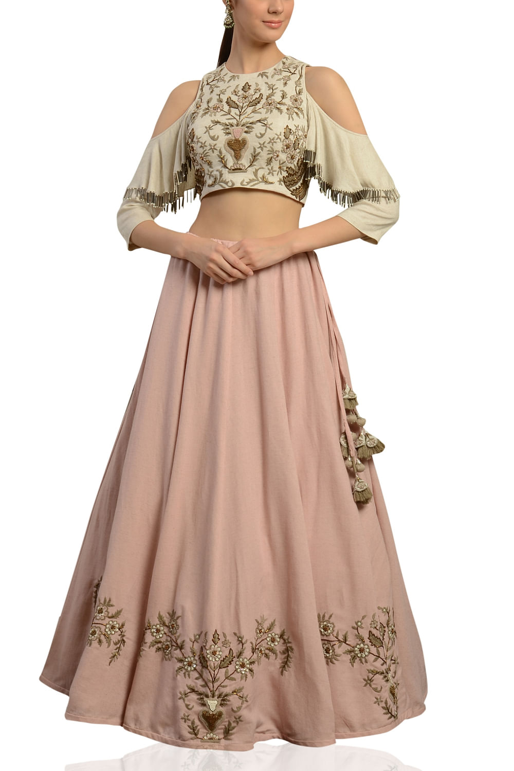 Shae by SASSAFRAS Shoulder Straps Cold-Shoulder Embroidered Crop Top -  Absolutely Desi