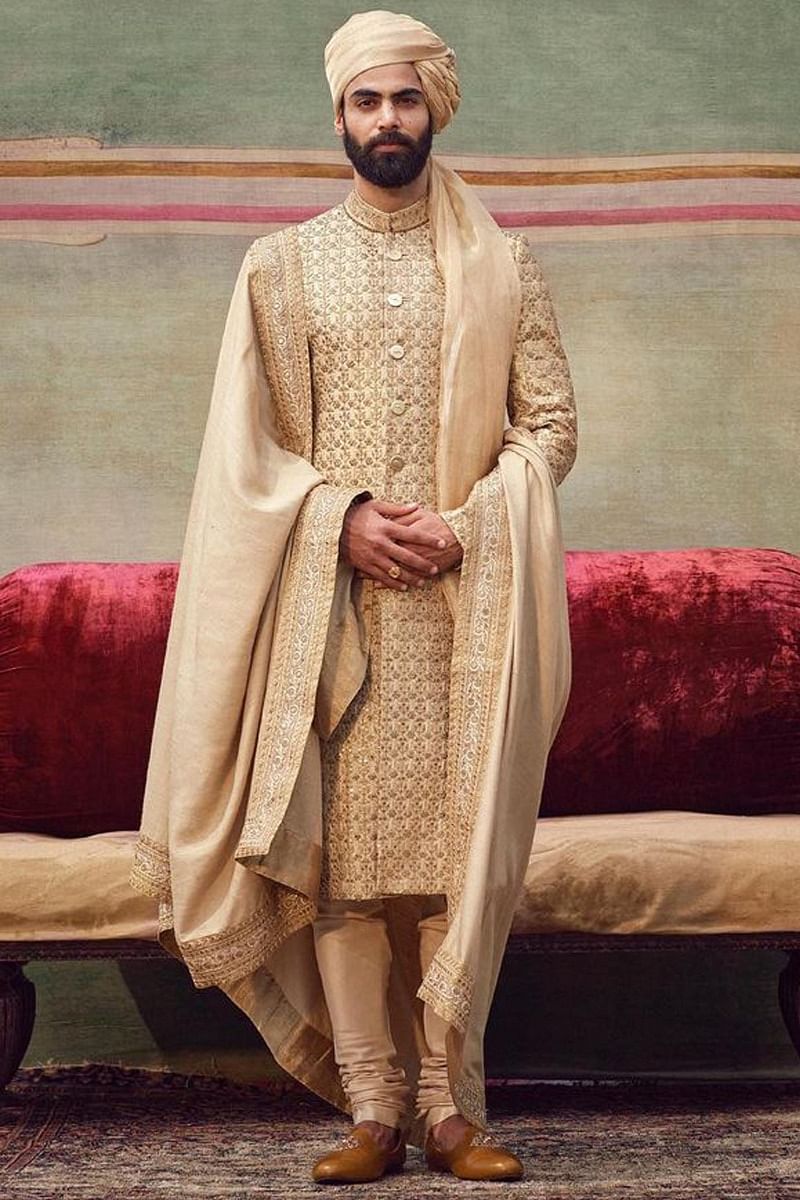 Gold zari cord sherwani