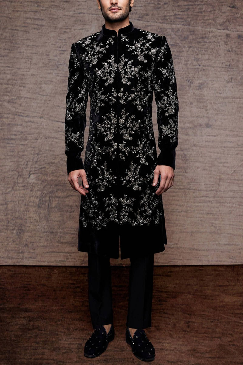 Black new arrivals velvet sherwani