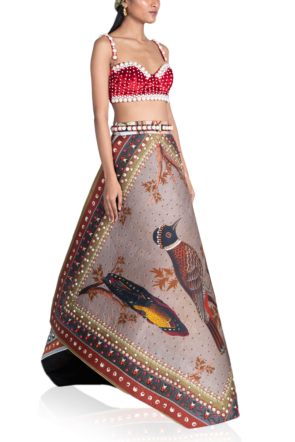 Noir Swirlscent Encrusted Lehenga with Embellished Blouse and Scallop –  SHIVAN & NARRESH