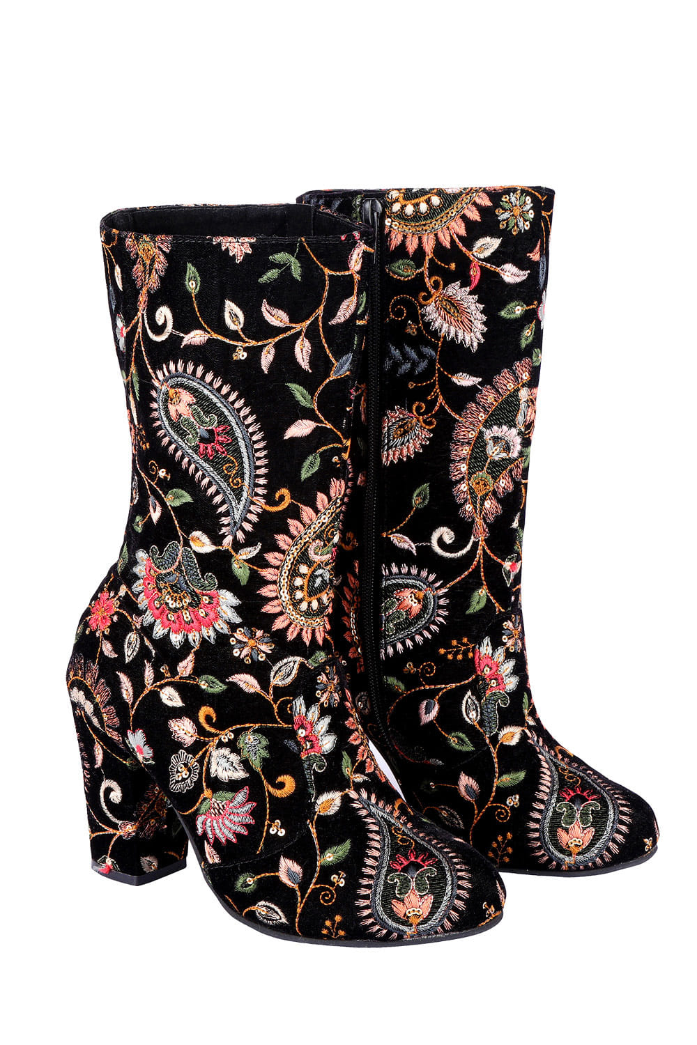 Velvet embroidered boots designed by 