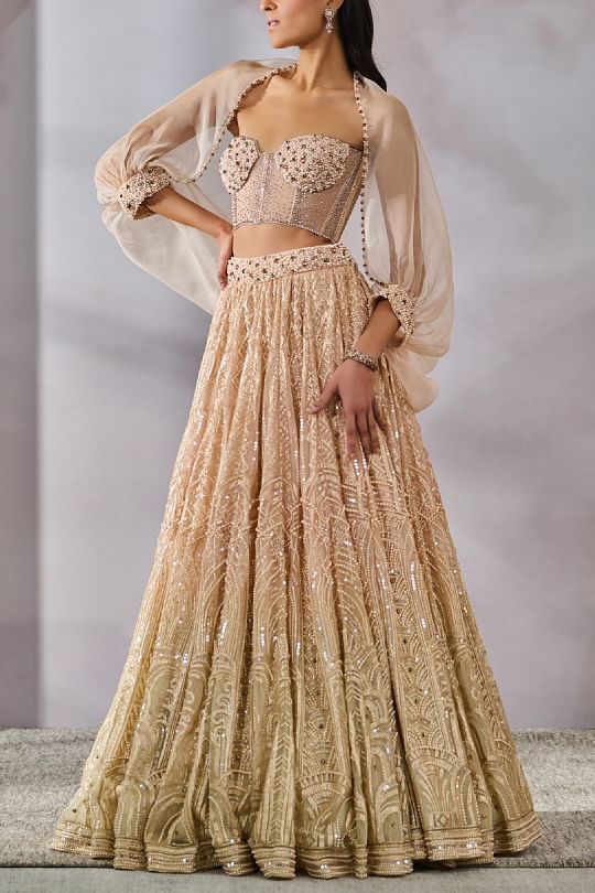 Tarun Tahiliani Womens Chikankari Kalidar Anarkali With Churidar, Dupatta  And Belt in Delhi at best price by Shankar Textile - Justdial