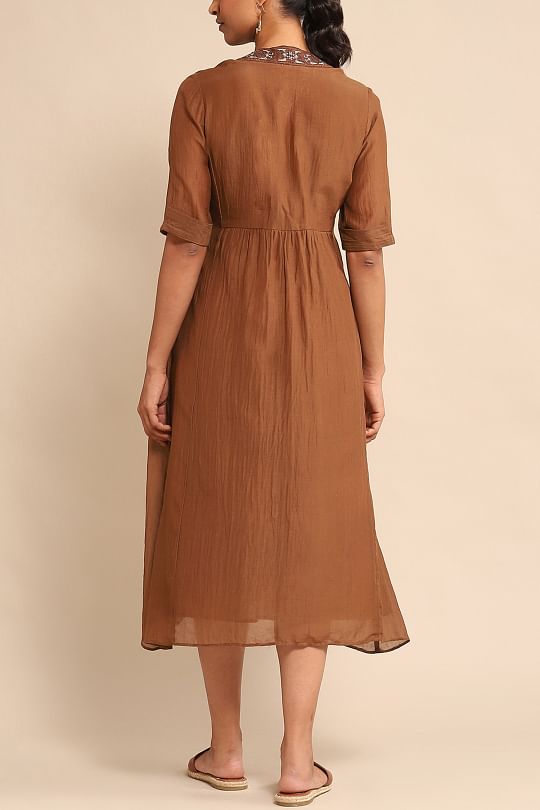 Kyra midi dress in fuchsia & orange online