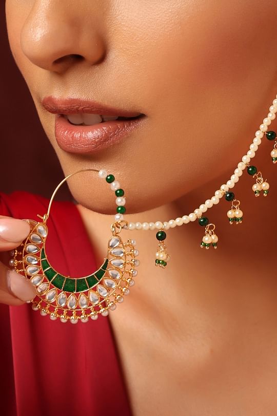 Simple yet Elegant Nath-Nose Ring For Bride, Nath Jewelry Set, Bridal Nath  Without Piercing, Kundan Nath Design, Jadau Nath Designs, Nose Pin| Ishhaara