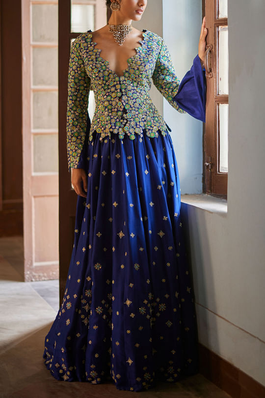 Brides in Mrunalini Rao | Indian gowns dresses, Gown party wear, Long gown  dress
