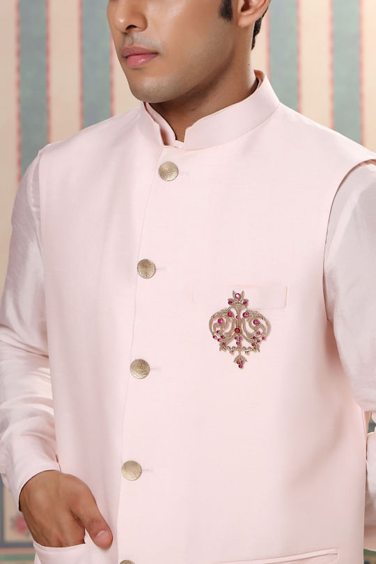 Shiv Jagdamba Traditional Crystal King Crown Wedding Sherwani Suit Jodhpuri  Label Pin With Hanging Chain Brooch