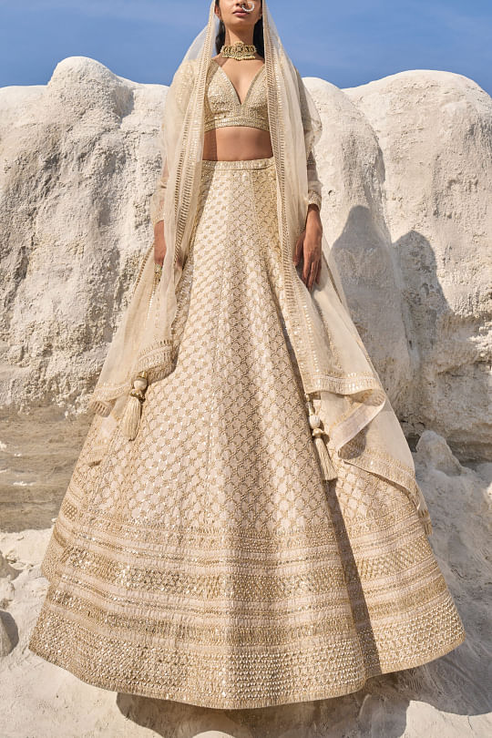 buy ivory gota patti embellished lehenga set by seema gujral 1