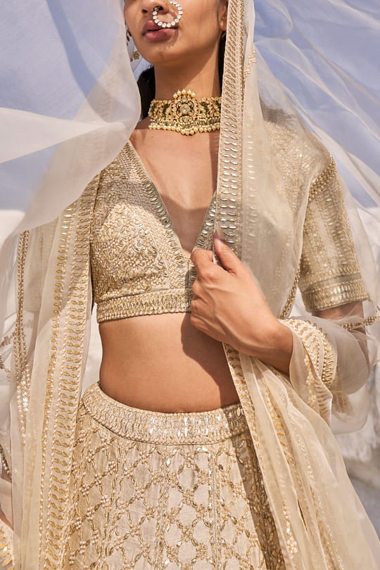 Buy Ivory Gold Sequin Lehenga Set by Designer SEEMA GUJRAL Online at  Ogaan.com