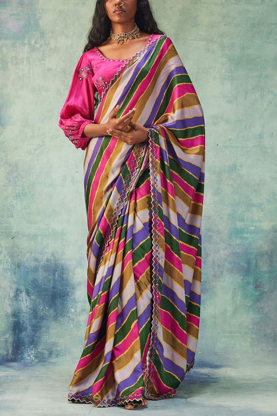 Buy Designer Striped Sarees Online Aashni Co