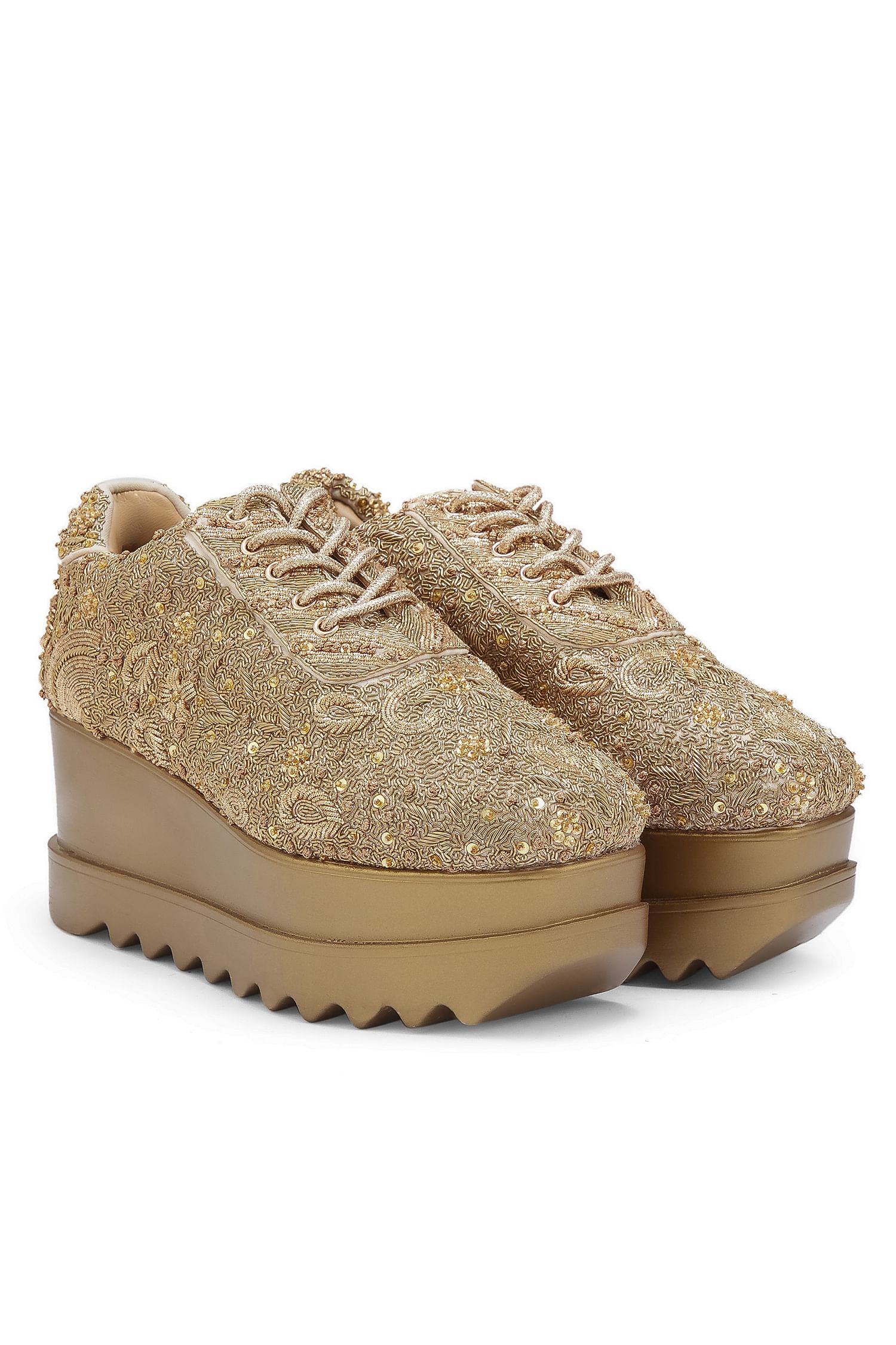 Gold glitter discount platform sneakers
